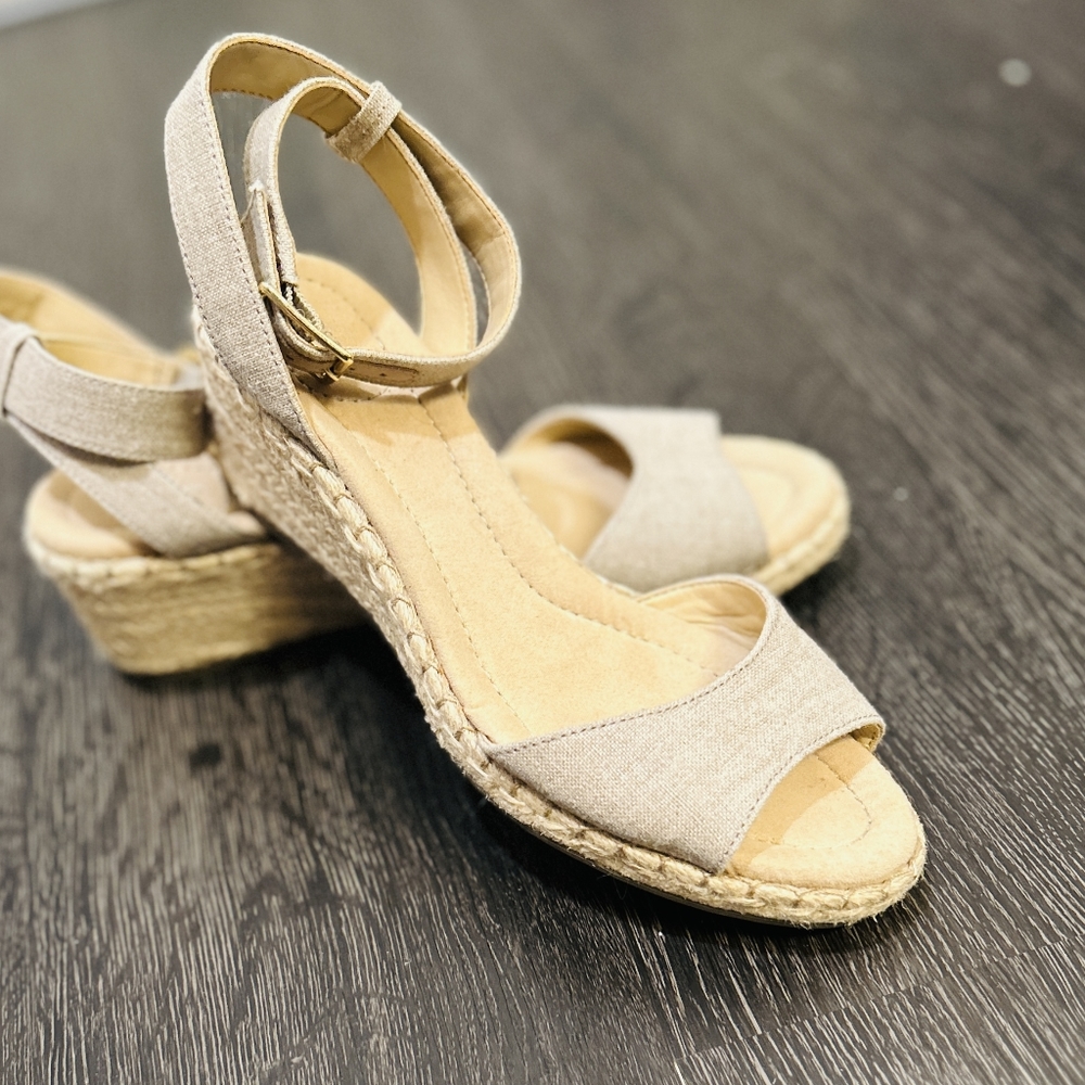 Lands End Espadrille Wedge Heel Sandals - Size 7
